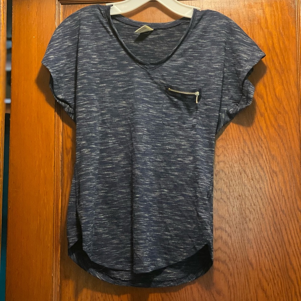 Navy blue tee with zipper pocket
